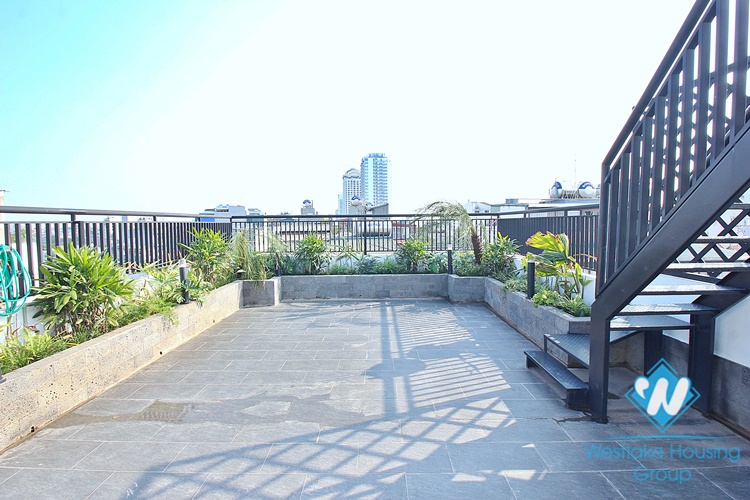 High-end 3 beds apartment with pretty terrace for rent in To Ngoc Van st, Tay Ho